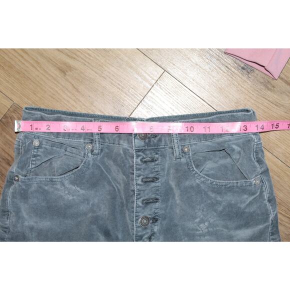 We The Free Gray Corduroy Pants Sz 27 Button Fly Boho Retro Y2K Casual Stretch - Picture 6 of 7